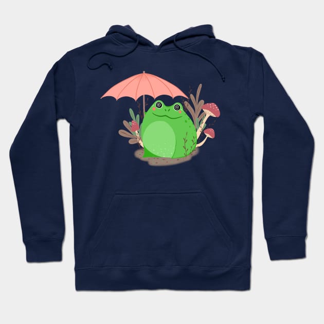 Cute Frog With Umbrella Hoodie by Lizzamour